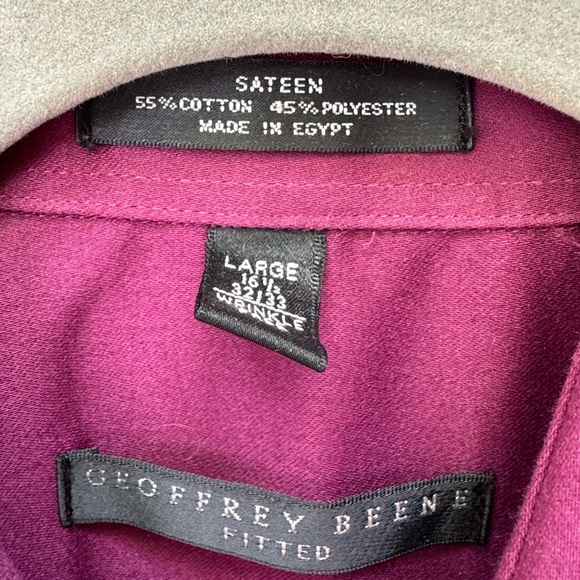 Geoffrey Beene Deep Purple Burgundy Dress Shirt Classic Fit - Picture 7 of 7